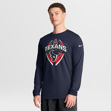 Men's Nike Navy Houston Texans Primetime Legend Icon Performance Long Sleeve T-Shirt