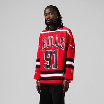 Unisex Mitchell & Ness Dennis Rodman Red Chicago Bulls Maxxed Out Fashion Hockey Jersey