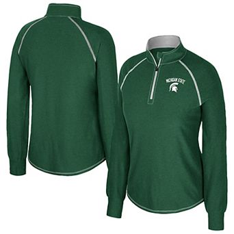 Women's Colosseum Green Michigan State Spartans Bikram Raglan Quarter-Zip Top