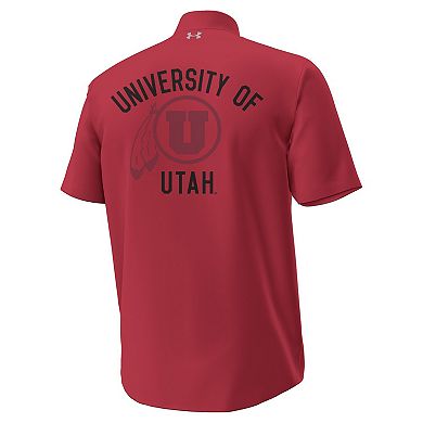 Men's Under Armour Red Utah Utes Gameday Armourfuse Camp Button-Up Shirt