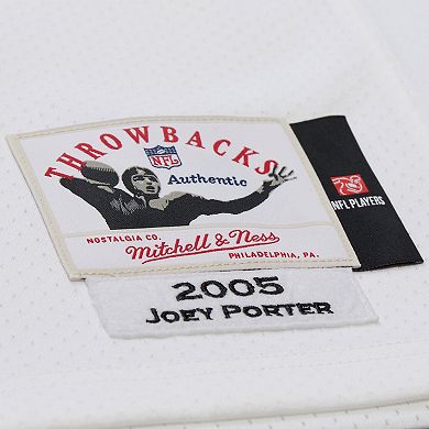 Men's Mitchell & Ness Joey Porter White Pittsburgh Steelers 2005 Authentic Throwback Retired Player Jersey