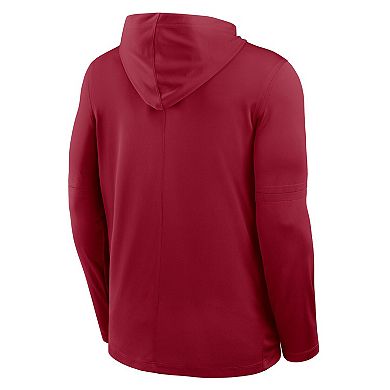 Men's Nike Cardinal Arkansas Razorbacks 2025 Sideline Dri-FIT Long Sleeve Hoodie T-Shirt