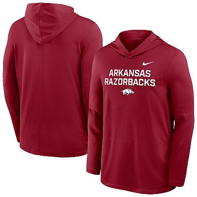 Men's Nike Cardinal Arkansas Razorbacks 2025 Sideline Dri-FIT Long Sleeve Hoodie T-Shirt