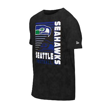 Men's New Era Black Seattle Seahawks Retro Logo Enzyme Washed Oversized T-Shirt