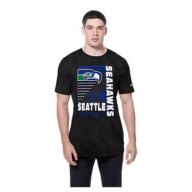 Men's New Era Black Seattle Seahawks Retro Logo Enzyme Washed Oversized T-Shirt