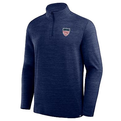 Men's Fanatics Heather Navy Team USA Clutch Quarter-Zip Pullover