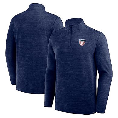 Men's Fanatics Heather Navy Team USA Clutch Quarter-Zip Pullover