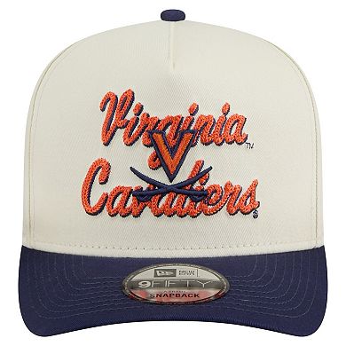 Men's New Era Cream/Navy Virginia Cavaliers Vintage Chainstitch 9FIFTY A-Frame Snapback Hat
