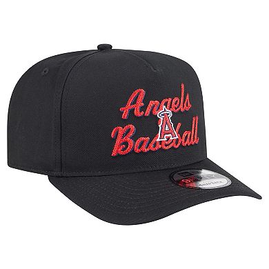 Men's New Era Black Los Angeles Angels Chainstitch 9FIFTY A-Frame Snapback Hat