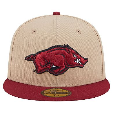 Men's New Era Khaki Arkansas Razorbacks Two-Tone 59FIFTY Fitted Hat