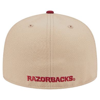 Men's New Era Khaki Arkansas Razorbacks Two-Tone 59FIFTY Fitted Hat