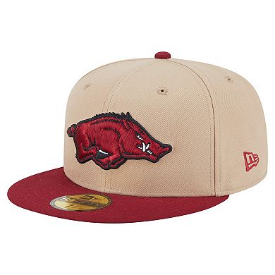 Men's New Era Khaki Arkansas Razorbacks Two-Tone 59FIFTY Fitted Hat