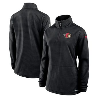 Women's Fanatics Black Ottawa Senators Authentic Pro Rink Quarter-Zip Pullover
