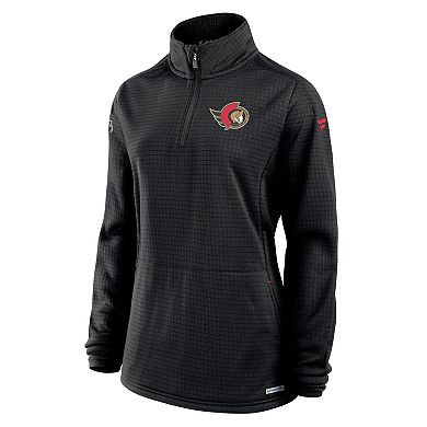 Women's Fanatics Black Ottawa Senators Authentic Pro Rink Quarter-Zip Pullover