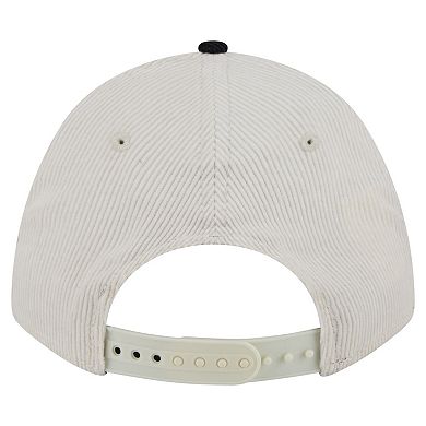 Men's New Era Cream/Black Cincinnati Bengals Head Two-Tone Sided Corduroy 9FORTY A-Frame Adjustable Hat