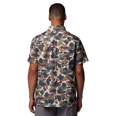 Men's Columbia Camo LSU Tigers Super Slack Tide Omni-Wick Button-Up Shirt