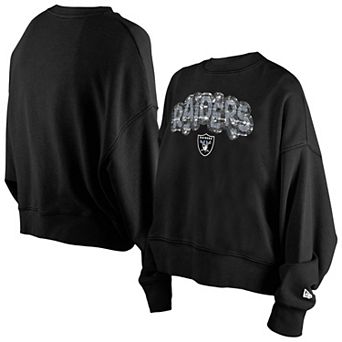 Girl's New Era Black Las Vegas Raiders Flip Sequin Sweatshirt
