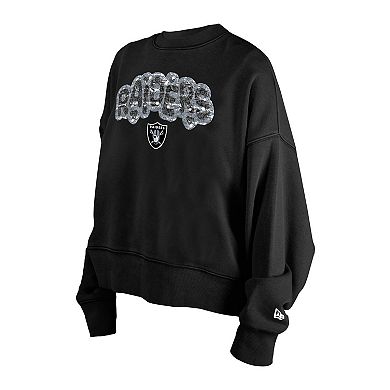 Girl's New Era Black Las Vegas Raiders Flip Sequin Sweatshirt
