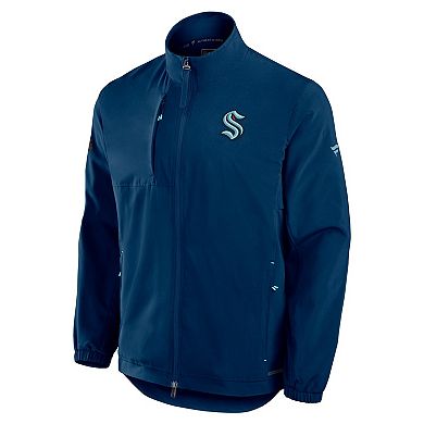 Men's Fanatics Deep Sea Blue Seattle Kraken Authentic Pro Rink Coaches Full-Zip Jacket