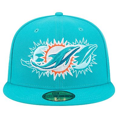 Men's New Era Aqua Miami Dolphins Tri-Hit 59FIFTY Fitted Hat