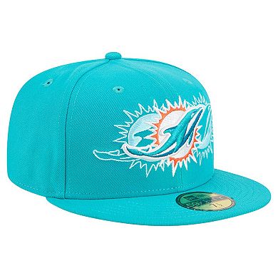 Men's New Era Aqua Miami Dolphins Tri-Hit 59FIFTY Fitted Hat