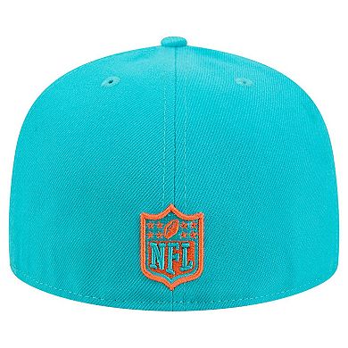 Men's New Era Aqua Miami Dolphins Tri-Hit 59FIFTY Fitted Hat