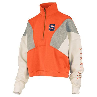Women's Pressbox Orange Syracuse Orange Ferrara Color Block Quarter-Zip Sweatshirt