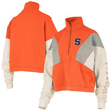 Women's Pressbox Orange Syracuse Orange Ferrara Color Block Quarter-Zip Sweatshirt