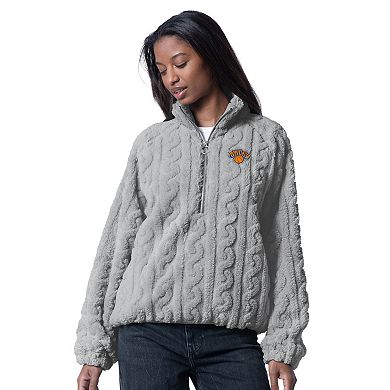 Women's G-III 4Her by Carl Banks Gray New York Knicks Champ Half-Zip Pullover