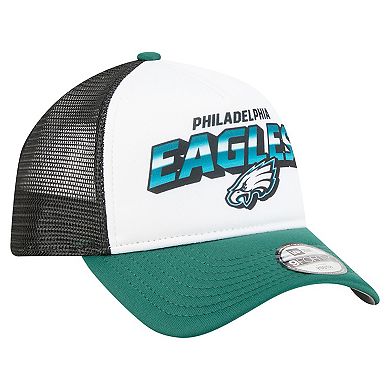 Youth New Era White/Green Philadelphia Eagles Streak 9FORTY A-Frame Adjustable Hat