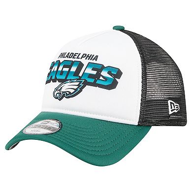Youth New Era White/Green Philadelphia Eagles Streak 9FORTY A-Frame Adjustable Hat