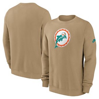 Men's Nike Tan Miami Dolphins Swing Pass Rewind Club Pullover Sweatshirt