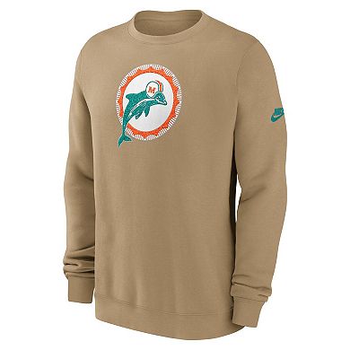 Men's Nike Tan Miami Dolphins Swing Pass Rewind Club Pullover Sweatshirt