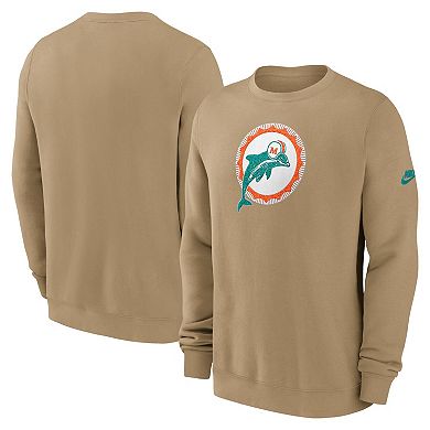 Men's Nike Tan Miami Dolphins Swing Pass Rewind Club Pullover Sweatshirt