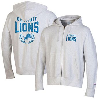 Men's Champion Heather Gray Detroit Lions Reverse Weave Full-Zip Hoodie