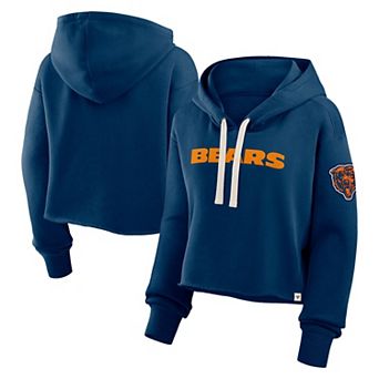 Women's Fanatics Navy Chicago Bears Oversized Hometown Heritage Cropped Hoodie