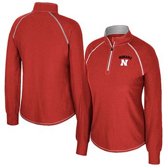 Women's Colosseum Scarlet Nebraska Huskers Bikram Raglan Quarter-Zip Top