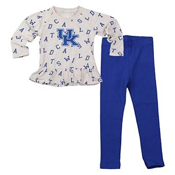 Girls Toddler Wes & Willy Oatmeal Kentucky Wildcats Ruffle Raglan Long Sleeve T-Shirt & Leggings Set