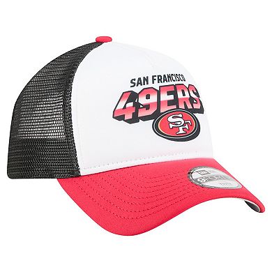 Youth New Era White/Scarlet San Francisco 49ers Streak 9FORTY A-Frame Adjustable Hat