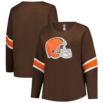 Women's Fanatics Brown Cleveland Browns Plus Size Redzone 3/4-Sleeve Scoop Neck T-Shirt