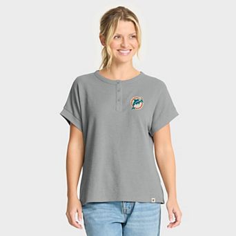Women's Fanatics Heather Gray Miami Dolphins Oversized��Hometown Premium Henley Shirt