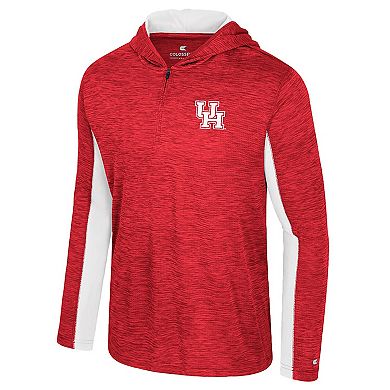 Men's Colosseum Red Houston Cougars Always Sunny Quarter-Zip Hoodie