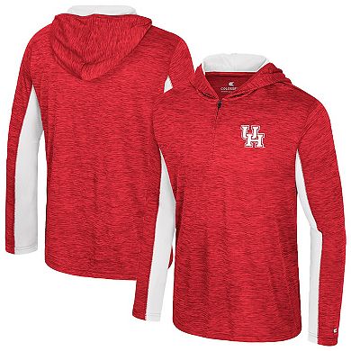 Men's Colosseum Red Houston Cougars Always Sunny Quarter-Zip Hoodie