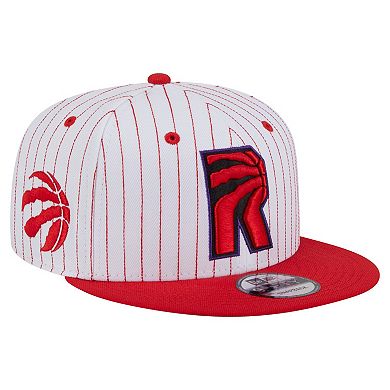Men's New Era White Toronto Raptors Deceptor Pinstripe 9FIFTY Snapback Hat