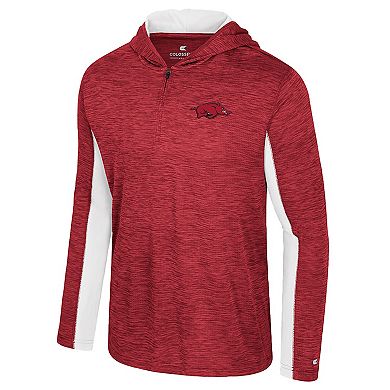 Men's Colosseum Cardinal Arkansas Razorbacks Always Sunny Quarter-Zip Hoodie