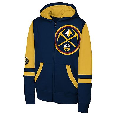 Youth Outerstuff Navy Denver Nuggets Straight to the League Full-Zip Hoodie