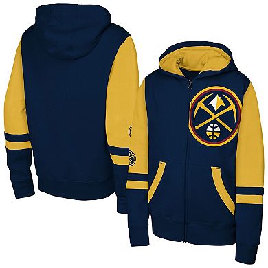 Youth Outerstuff Navy Denver Nuggets Straight to the League Full-Zip Hoodie