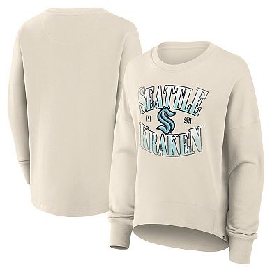 Women's Fanatics Cream Seattle Kraken Oversized Slice Pullover Sweatshirt