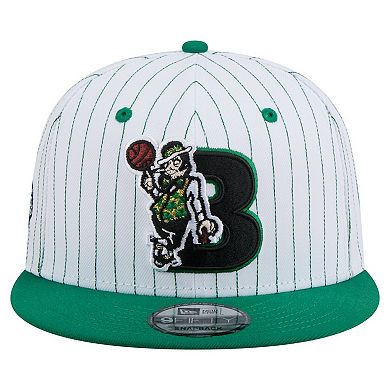 Men's New Era White Boston Celtics Deceptor Pinstripe 9FIFTY Snapback Hat