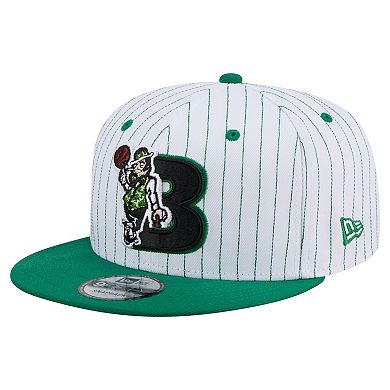 Men's New Era White Boston Celtics Deceptor Pinstripe 9FIFTY Snapback Hat